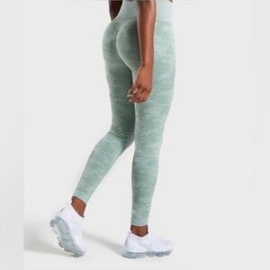 Gymshark Adapt High Waisted Light Sage Green Camo Butt Scrunch Leggings